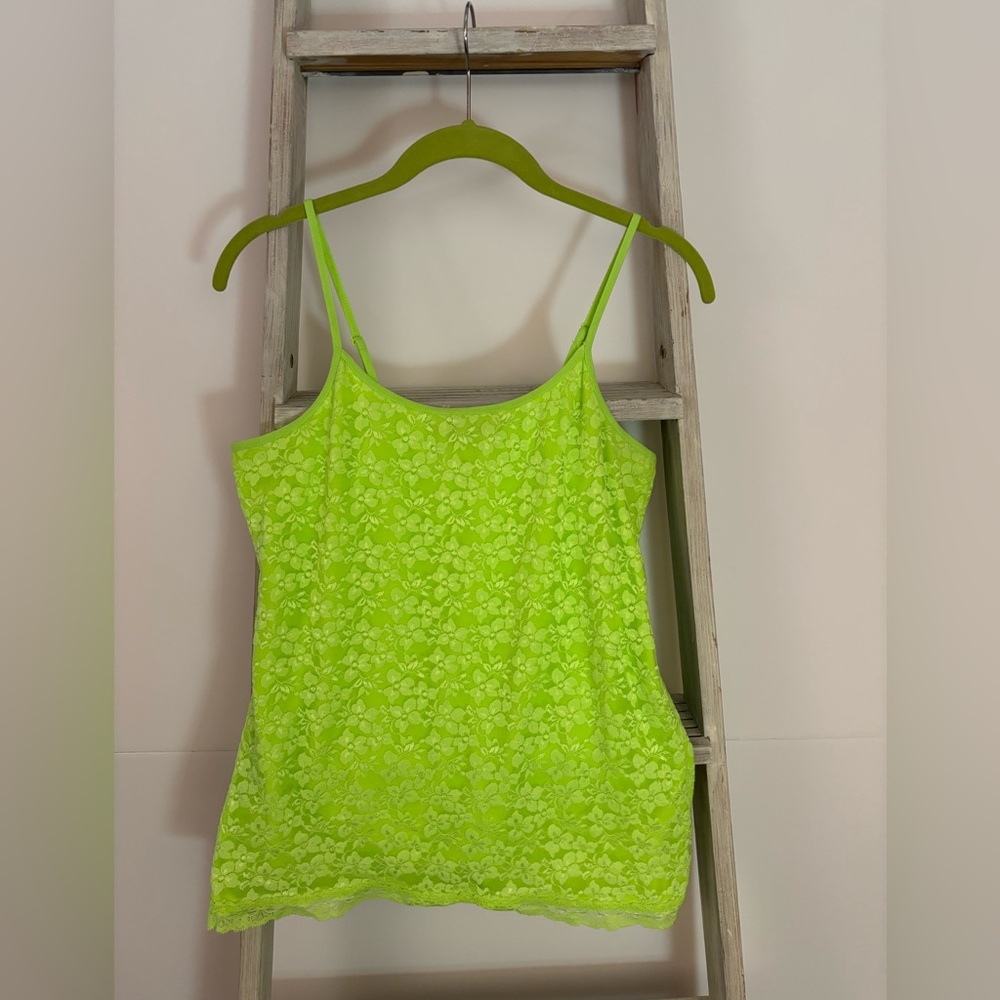 Neon green GLO jeans, XL  Y2K tank top, Lace